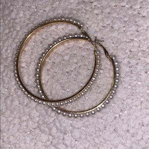 Gold hoops with pearls
